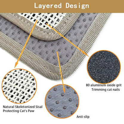 Cat Nail File Scratcher with 80-Grit Aluminum Oxide - Wrap-Around Design for Nail Trimming & Scratching Post Repair | Cat Scratchers That File Nails (Post Style1PCS) - size: 14.80"x11.10"-Post Style 1PCS