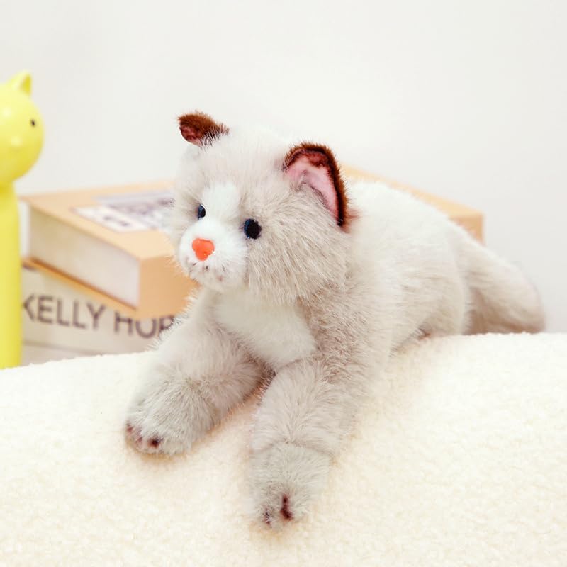PEACH CAT Cat Stuffed Animal 9.8" Realistic Kitten Plushies Soft Plush Toys Gifts for Kids Grey and White - style: 9.8“ Grey and White Cat