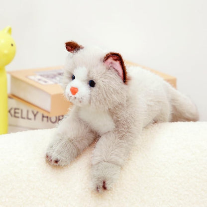 PEACH CAT Cat Stuffed Animal 9.8" Realistic Kitten Plushies Soft Plush Toys Gifts for Kids Grey and White - style: 9.8“ Grey and White Cat