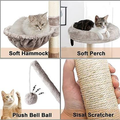 Timberer Litter Box Enclosure with Cat Tree, 2-in-1 Hidden Litter Box Furniture with Scratching Post, Modern Cat Condo, White - color: White