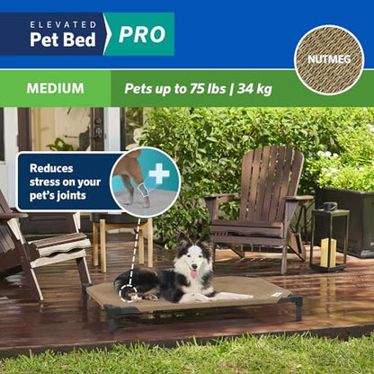 Coolaroo Pro Elevated Dog Bed - Low-Profile Access, Moisture-Resistant Cover, Breathable Fabric & Tool-Free Setup, Nutmeg, Medium - color: Nutmeg, size: Medium