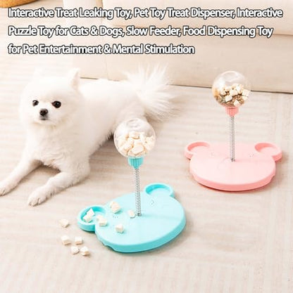 Interactive Treat Leaking Toy, Pet Toy Treat Dispenser, Interactive Puzzle Toy for Cats & Dogs, Slow Feeder, Food Dispensing Toy for Pet Entertainment & Mental Stimulation (Pink) - color: Pink