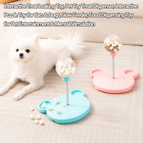 Interactive Treat Leaking Toy, Pet Toy Treat Dispenser, Interactive Puzzle Toy for Cats & Dogs, Slow Feeder, Food Dispensing Toy for Pet Entertainment & Mental Stimulation (Blue) - color: Blue