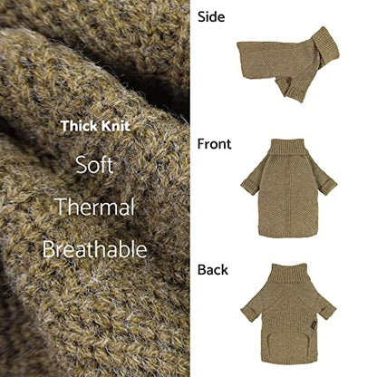 Fitwarm Thermal Knitted Dog Sweater Doggy Winter Coat Pet Clothes Doggie Turtleneck Jacket Puppy Outfits Cat Sweatsuit Sage Green Medium - color: Sage Green, size: Medium