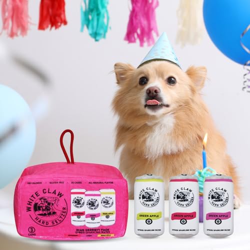 Puppy Plush Squeaky Hide-and-Seek Toy, Funny Imitation Wine Bottle Pattern, Three Miniature Toys and Activity House Combination Set Suitable for Small, Medium and Large Dog Birthday Gifts Rose