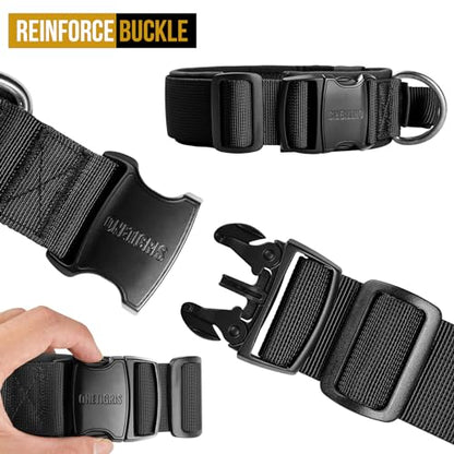 OneTigris Tough Dog Collars, Tactical Dog Collar with Handle, Milltary Adjustable Dog Collar with Heavy Duty Metal Buckle for Training (Large(Pack of 1), Black) - color: Black, size: L