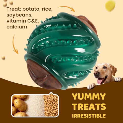Interactive Dog Toys with Built-in Treats: Rolling Lick Ball for Dogs, Beef Flavor Enrichment Dog Treat Toy to Keep Them Busy, Mental Stimulation Toys for Small Medium Large Breed, Indoor Outdoor Use