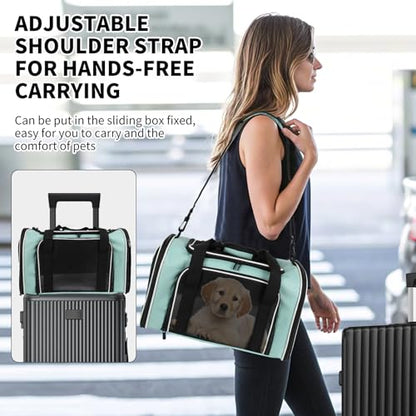 Cat Dog Carriers Soft-Sided, Pet Travel Carrier for Small Cats Dogs Under to15lbs, Soft-Solid Collapsible Carrier,(Medium,Green) - color: green, size: 17.0"L x 11.0"W x 11.0"H