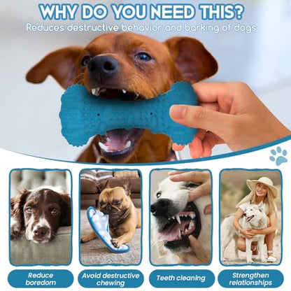 Dog Toy, Treat-Dispensing chew Toy for Dogs, Beef-Flavored,Durable Dumbbell-Shaped Natural Rubber Dog Toy Suitable for Medium to Large Dogs,Features squeaking loating Capabilities