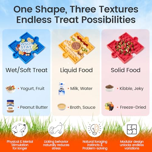 Puzzle Slow Feeder Lick Mat for Dogs, 38+ Suction Cups | Non-Slip Heavy Duty Maze Enrichment Bowl BPA-Free Silicone | Reduce Boredom Anxiety Free Combination (1PC, Red) - color: 1 Red - Grasslands