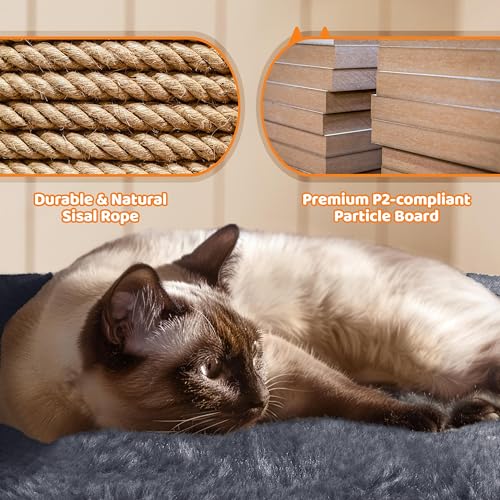 Yaheetech | 68.5in Cat Tree | for Large Cats | Multi-Level Cat Tower with 3 Wide Perches, Large Condo | Stable Pet Play House w/Sisal-Covered Scratching Posts & Board | Dark Gray - color: Dark Gray, size: 68.5in