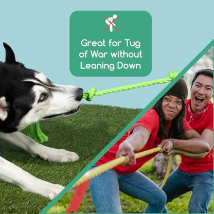 Tumbo Tough Tug Rope Dog Toy - (Green 5 ft Long Strong and Durable Rope Pull Toy with Handle) TUG of WAR Dog Toy - color: Green
