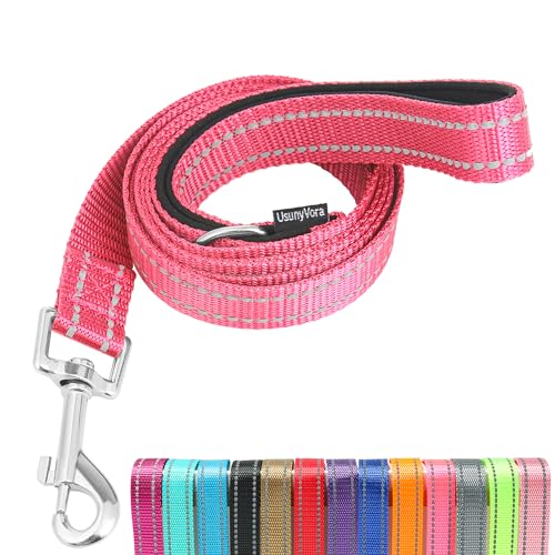 Reflective Nylon Dog Leash for Walking,Strong Dog Leash with Padded Handle for Medium and Large Dogs,6 FT,Hot Pink - color: Hot pink, size: 1" x 6 FT