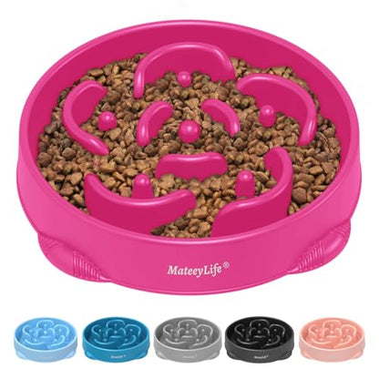 MateeyLife Large Slow Feeder Dog Bowls, Anti-Choking Puzzle Dog Food Bowls, Anti-Slip Interactive Feeding Slow Down Eating, Bloat Stop Maze Dishes for Large Breeds 4 Cups Purple - color: J-Purple, size: Large