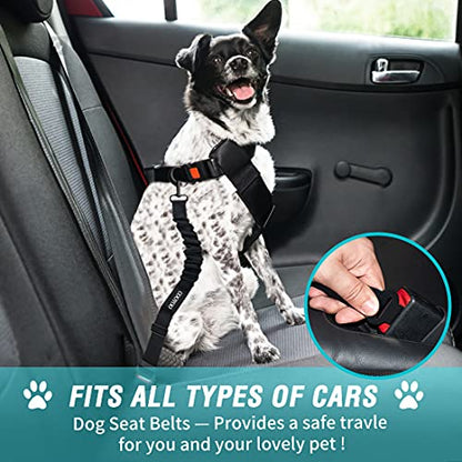 Dog Seat Belt,Retractable Dog Car Harness Seat Belt for Car Adjustable Nylon Pet Safety Seat Belts Heavy Duty & Elastic Bungee Buffer - color: 03-Teal