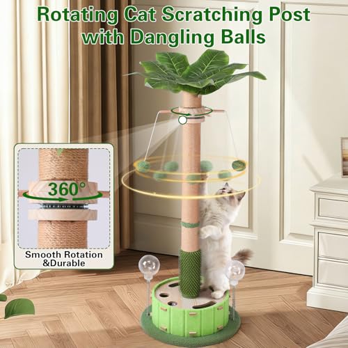 Cat Scratching Post, Sisal Tall Scratching Posts for Indoor Cats Adults with Cat Toys (40" Tall Large) - size: 40" Tall Large