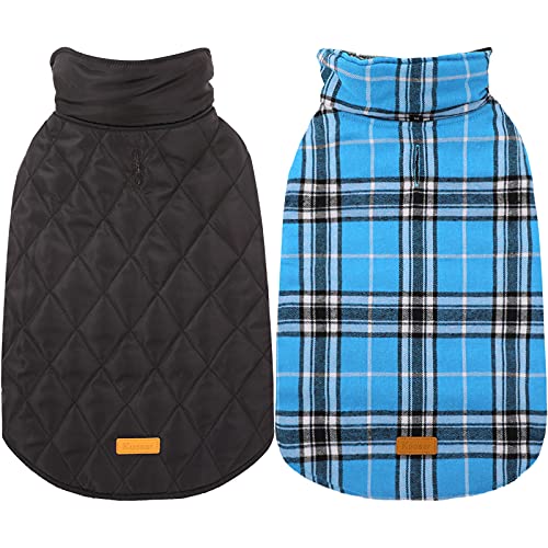 Kuoser Warm Dog Coat, Waterproof Dog Jacket for Extra Large Dogs, Adjustable Durable XXXL Doggie Winter Coat Reversible Puppy Cold Weather Apparel for Large Breed, Blue 3XL - color: Blue, size: 3X-Large (Pack of 1)