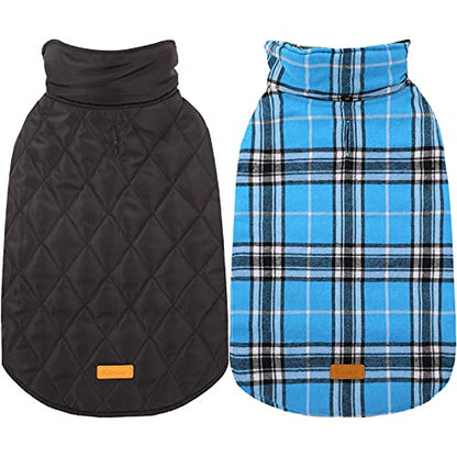 Kuoser Warm Dog Coat, Waterproof Dog Jacket for Extra Large Dogs, Adjustable Durable XXL Doggie Winter Coat Reversible Puppy Cold Weather Apparel from Small to Large Breed, Blue XXL - color: Blue, size: 2X-Large (Pack of 1)