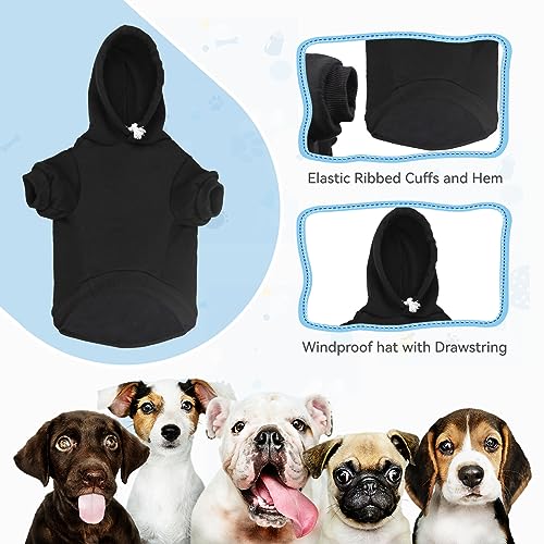 Dog Hoodie Dog Sweaters for Large Dogs,Pet Sweater Soft Solid Brushed Fleece Pet Clothes Pet Hoodie Sweatshirt with Pocket(Black-L) - color: Black, size: Large