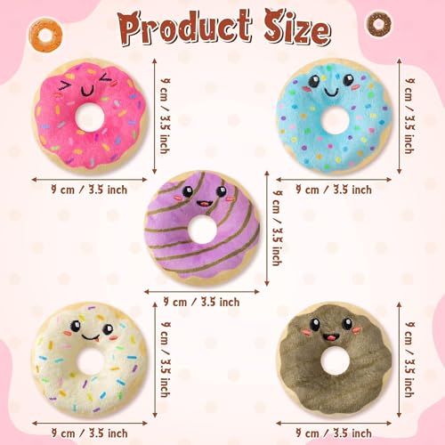 Donut Catnip Stuffed Toys for Cats - 5Pcs Pet Days Funny Dessert Organic Cat Toys Pet Supplies, Indoor Cats Chew Bite Teething Tools Kittens Catmint Birthday Present Interactive Supplies - style: Cute Donut
