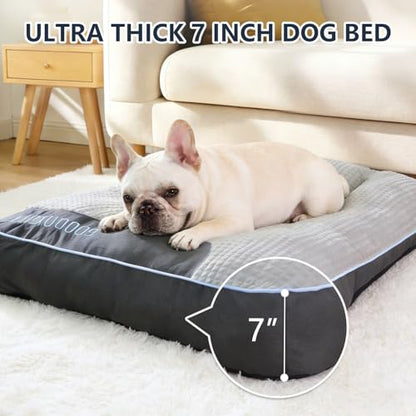 Orthopedic Dog Bed for Medium Dogs, Rectangle 32"x25"x7", Durable Warm Soft Plush Pet Couch Bed, High-Density Sponge Joint Relief, Calming Anti-Anxiety Dog Crate Pad with Non-Slip Bottom - size: M( 32"L x 25"W x 7"Th)