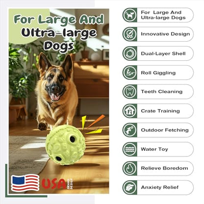Dog Wobble Giggle Ball, XL Size, Roll Herding Chew Toy for Large Aggressive Chewers, Interactive Indoor Outdoor Play