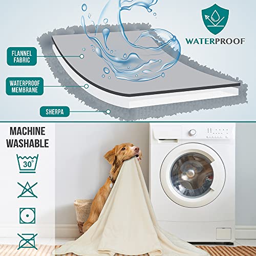 PETAMI Sherpa Fleece Waterproof CAT and Dog Blanket, Beige, Medium - color: Beige, size: Medium (29x40)