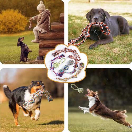 Aitmexcn Dog Rope Toys for Large and Medium Aggressive Chewers, 8 Pack Heavy Duty Dog Rope Toy for Large, Dental Cleaning Chew Toys, Tug Toy for Boredom, 100% Cotton Indestructible Pet Toy - style: 8PCS XXL Rope Toys