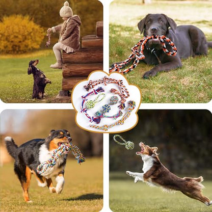 Aitmexcn Dog Rope Toys for Large and Medium Aggressive Chewers, 8 Pack Heavy Duty Dog Rope Toy for Large, Dental Cleaning Chew Toys, Tug Toy for Boredom, 100% Cotton Indestructible Pet Toy - style: 8PCS XXL Rope Toys