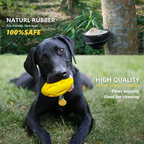 EASTBLUE Squeaky Dog Toys for Aggressive Chewers: Rubber Puppy Chew Ball with Squeaker, Almost Indestructible and Durable Pet Toy for Medium and Large Breed - color: Yellow