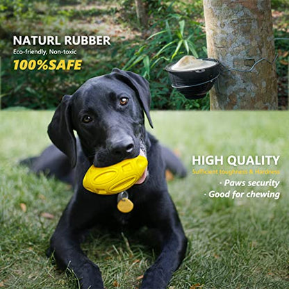 EASTBLUE Squeaky Dog Toys for Aggressive Chewers: Rubber Puppy Chew Ball with Squeaker, Almost Indestructible and Durable Pet Toy for Medium and Large Breed - color: Yellow