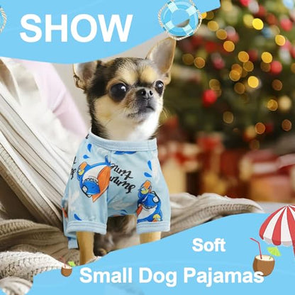 Dog Pjs Dog Pajamas for Small Medium Dogs Summer Cute Dog Clothes Boy Girl Soft Stretchy Doggie Puppy Clothes Cat Pet Jammies Outfit (2X-Large) - color: Blue, size: XX-Large