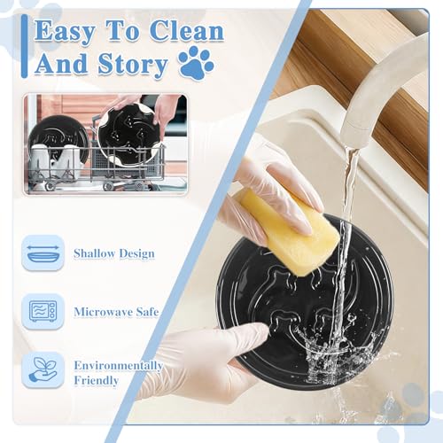 Ceramic Slow Feeder Dog Bowls, 1 Cups Dog Food Dish for Small and Medium Breed, Puzzle Dog Food Bowl for Fast Eater, 15OZ, 6.3 inch(Black) - color: Black-M