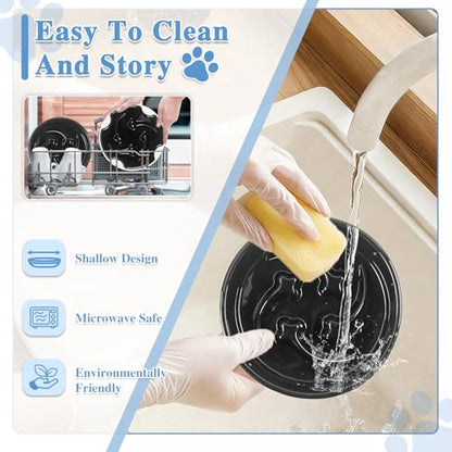 Ceramic Slow Feeder Dog Bowls, 1 Cups Dog Food Dish for Small and Medium Breed, Puzzle Dog Food Bowl for Fast Eater, 15OZ, 6.3 inch(Black) - color: Black-M