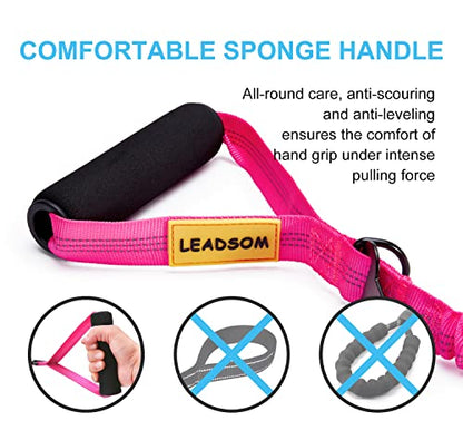 6FT Highly Reflective Heavy Duty Elastic Bungee Medium and Large Dog Leash Shock Absorbing with Comfortable Padded Handle and Traffic Handle Suitable for Training Hot Pink - color: Hot Pink