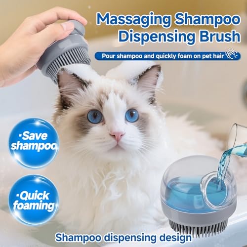 Pet Steam Brush for Dog & Cat – 3-in-1 Spray Hair Removal Comb for Shedding & Grooming, Softens Fur & Reduces Static – Water Brush for Long & Short Coats, Bath-Hating Pets, Includes Waterless Shampoo - size: 7.8″-180ML