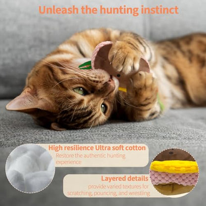 Cat Toys - Hot Dog, Fun Kick and Toss Catnip Toy with Crinkle Sound, Includes Catnip & Silvervine Powder (5g+5g) + 5 Reusable Pouches, Gift for Indoor Cats - size: Long