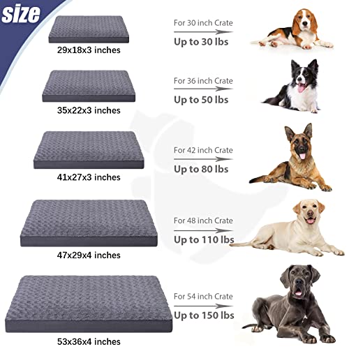 Dog Crate Bed Waterproof Dog Beds for Medium Dogs Rose Velvet Soft Fluffy Washable Dog Bed with Removable Cover & Anti-Slip Bottom, 35 x 22 Inch, Gray - color: Grey, size: 35.0"L x 22.0"W x 3.0"Th