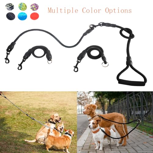3 in 1 Durable Nylon Dog Leash with Padded Handle, 360° Swivel No Tangle Climbing Rope Removable Pet Traction Rope, Lead for Medium Large Dogs Black - color: Black