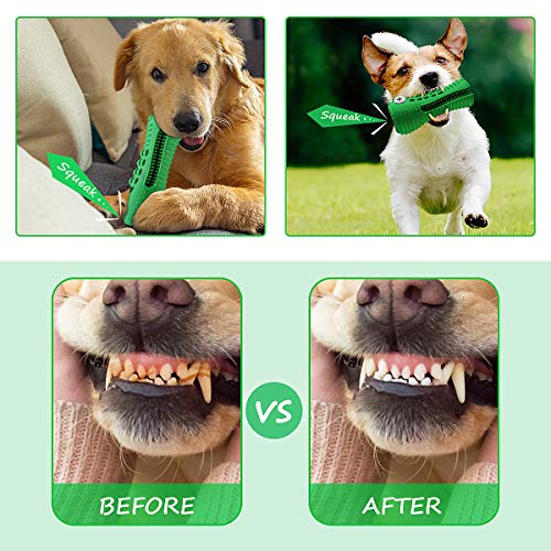 Cutiful Dog Toys for Aggressive Chewers Large Medium Breed, Indestructible Dog Chew Toys, Squeaky Interactive Tough Extremely Durable, Dogs Toothbrush Toys to Keep Them Busy - color: green