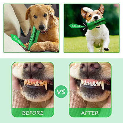 Cutiful Dog Toys for Aggressive Chewers Large Medium Breed, Indestructible Dog Chew Toys, Squeaky Interactive Tough Extremely Durable, Dogs Toothbrush Toys to Keep Them Busy - color: green