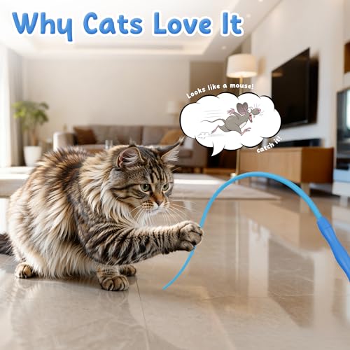 Casfuy Innovative Ultra Light Durable Tail Silicone Teaser Wand Cat Toy