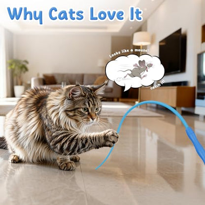 Casfuy Innovative Ultra Light Durable Tail Silicone Teaser Wand Cat Toy