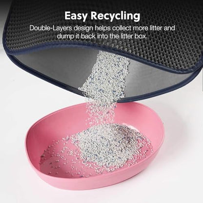 WePet Cat Litter Mat, Kitty Litter Trapping Mat, Honeycomb Double Layer Mats, No Phthalate, Urine Waterproof, Easy Clean, Scatter Control, Catcher Litter Tray Box Rug Carpet - color: #02 Grey