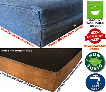 Dogbed4less Premium Gel Memory Foam Dog Bed, Durable Denim Cover with Waterproof Liner and Extra Pet Bed Case, 35"X20"X4" Small to Medium Pet - size: 35.0"L x 20.0"W x 4.0"Th