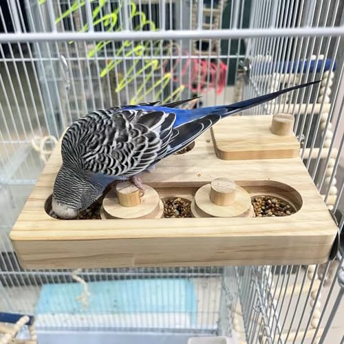 FlidRunest Wooden Bird Foraging Puzzle Toys for Parrots, Parakeet, Cockatiel, Sun Conures - Birds Interactive Mental Enrichment Toy, B ird Seed Slow Feeder Toy for Cage - size: Medium