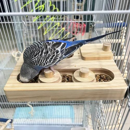 FlidRunest Wooden Bird Foraging Puzzle Toys for Parrots, Parakeet, Cockatiel, Sun Conures - Birds Interactive Mental Enrichment Toy, B ird Seed Slow Feeder Toy for Cage - size: Medium