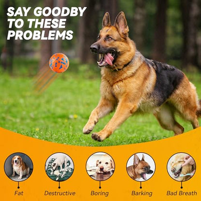 FUSOTO 3Pcs Dog Balls, Durable Bouncy Tennis Balls for Dog Aggressive Chewers, for Large Medium Small Dog Puppy Fetch - color: 1x Orange +1x Blue +1x Yellow