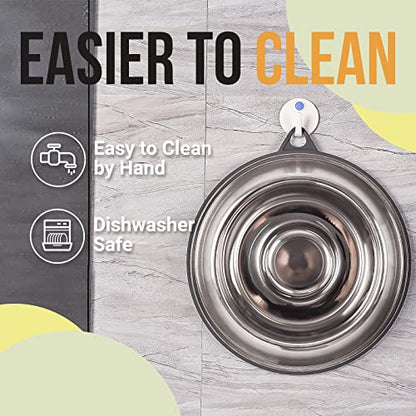 PEGGY11 Stainless Steel Slow Feeder Dog Bowl - Holds 5 Cups, for Large Size Dog - size: 5 Cup, for Large Sized Dogs