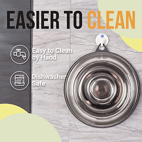 PEGGY11 Stainless Steel Slow Feeder Dog Bowl - Holds 2 Cup, for Medium Size Dogs - size: 2 Cup, for Medium Sized Dogs